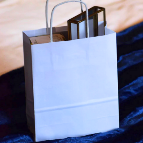 White 100gsm Gusset Twisted Paper Handle Retail Bag