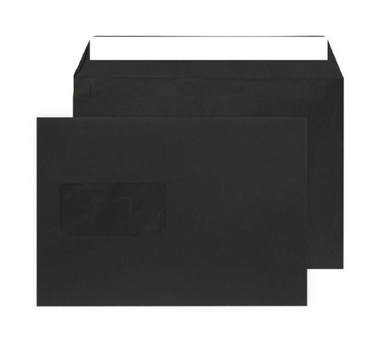 162 x 229mm C5 Cascade Black Window Peel & Seal Wallet 5314W