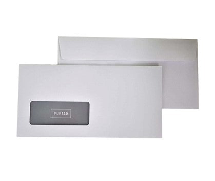 110 x 220mm DL PUR120 FSC® White Window Peel & Seal Wallet P3224